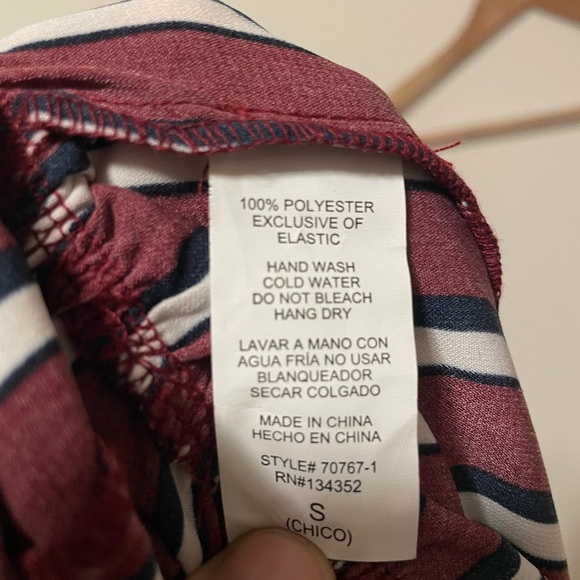 Ambiance Red Black Striped Jumpsuit Size M Wide Leg Spaghetti Strap Ruffle - Picture 8 of 8